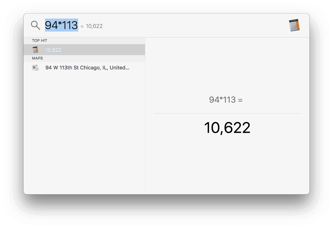 Mac OS shortcuts - Use Spotlight as a calculator